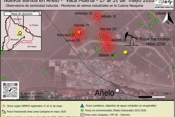 Récord en Vaca Muerta: Añelo sufrió ocho temblores seguidos